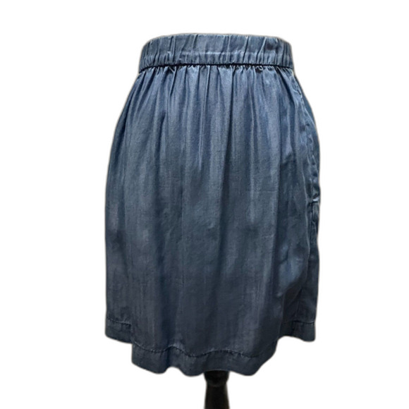 Gap 1969 Lyocell Chambray Blue Skirt Pull On Waist Pockets Twee Girly Size XL - Picture 1 of 5